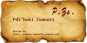 Páhoki Zsanett névjegykártya